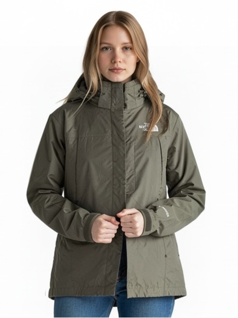 The North Face Olive Green GORE-TEX Hooded Rain Jacket Size L